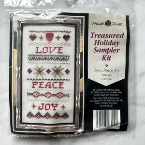 Mill Hill Cross Stitch Treasured Holiday Sampler Kit Love, Peace, Joy #MHTS10